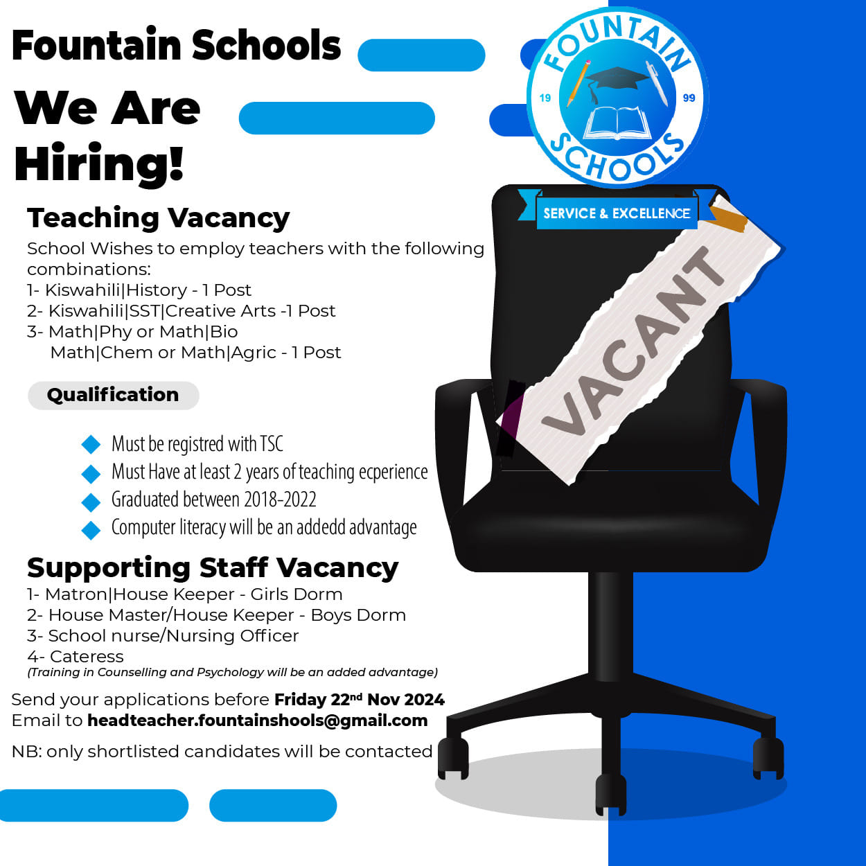 Teaching and Supporting Vacancy