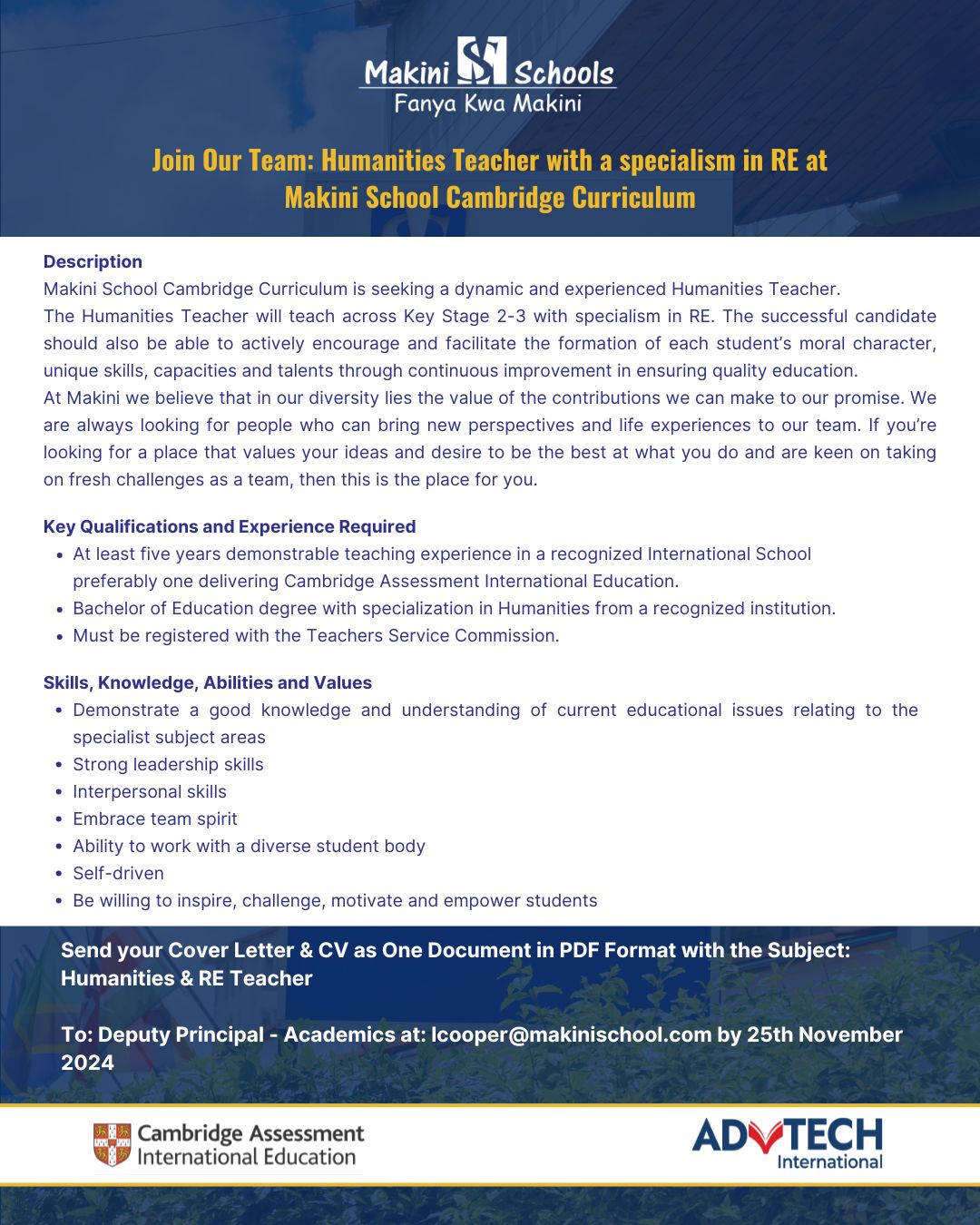  Humanities Teacher