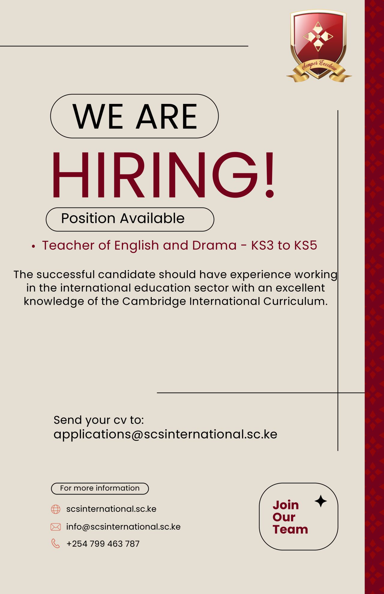 Teacher of English and Drama