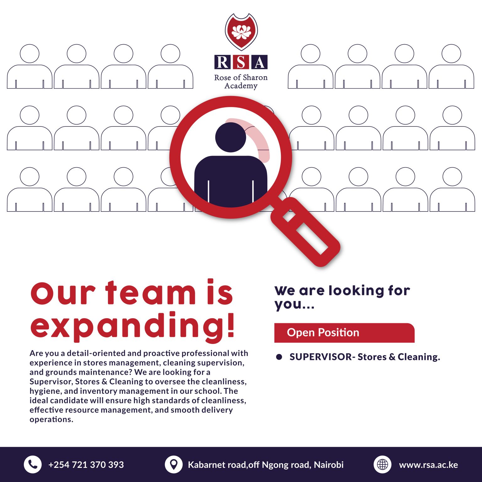Supervisor-Stores & Cleaning